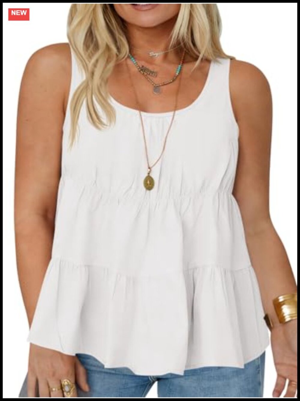 Plus Size Cotton Peplum Babydoll Tank Top Sleeveless Flowy Blouse